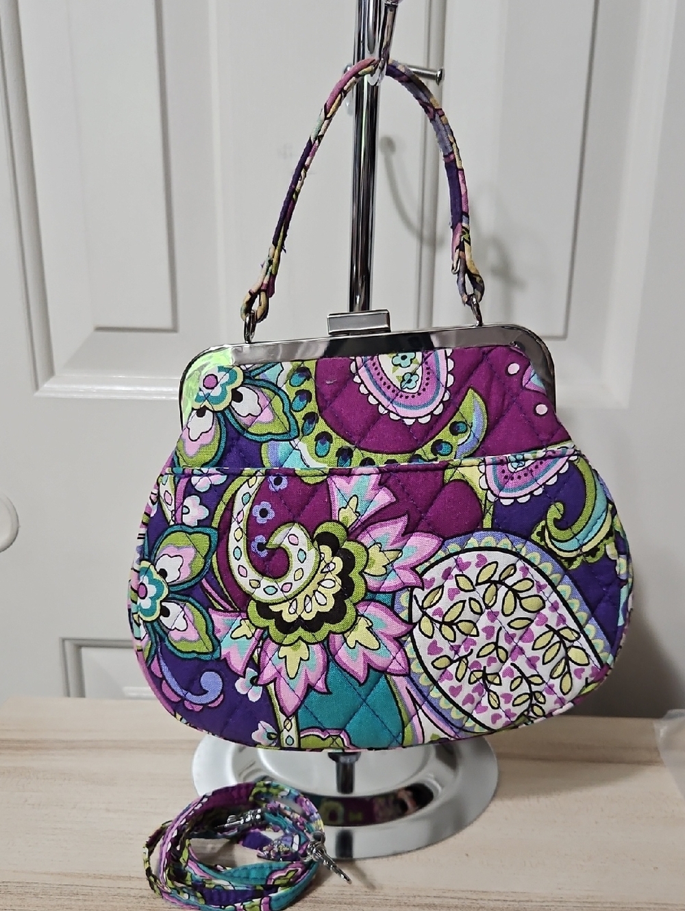 Vera Bradley Kisslock Mini Quilted Paisley Crossbody Bag